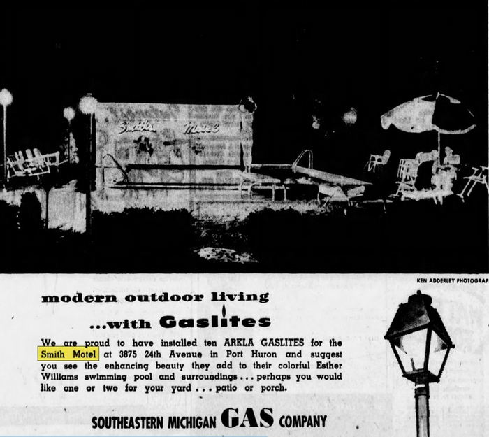 Smiths Motel (Northway Inn, Gaslite Motor Lodge, Shulz Bavarian Inn & Motel) - Aug 1959 Ad (newer photo)